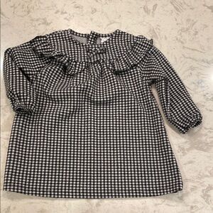 Zara Black and White Gingham Ruffle Collar Dress